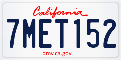 CA license plate 7MET152