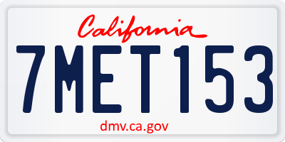 CA license plate 7MET153