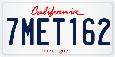 CA license plate 7MET162