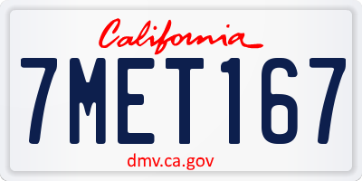 CA license plate 7MET167