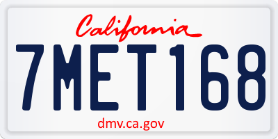 CA license plate 7MET168
