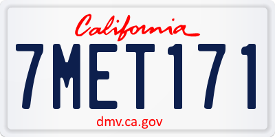 CA license plate 7MET171