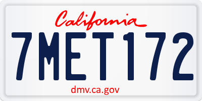 CA license plate 7MET172