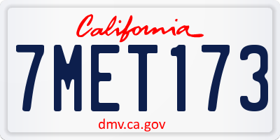 CA license plate 7MET173