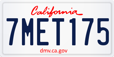 CA license plate 7MET175