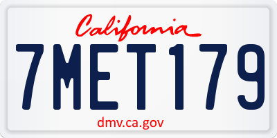 CA license plate 7MET179