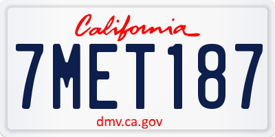 CA license plate 7MET187