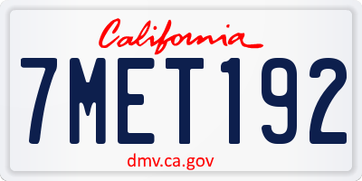 CA license plate 7MET192