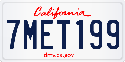 CA license plate 7MET199