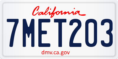 CA license plate 7MET203