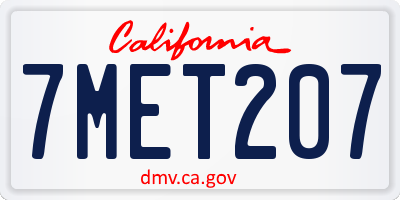 CA license plate 7MET207