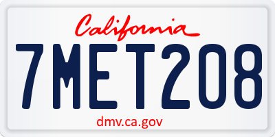 CA license plate 7MET208
