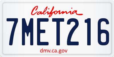 CA license plate 7MET216
