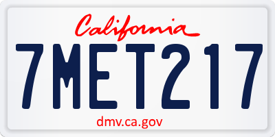 CA license plate 7MET217