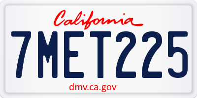 CA license plate 7MET225