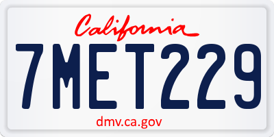 CA license plate 7MET229