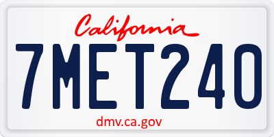 CA license plate 7MET240