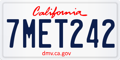 CA license plate 7MET242