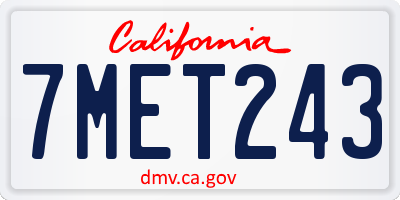 CA license plate 7MET243