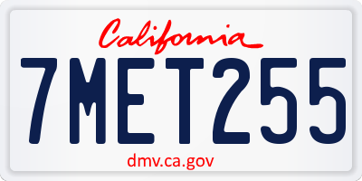 CA license plate 7MET255