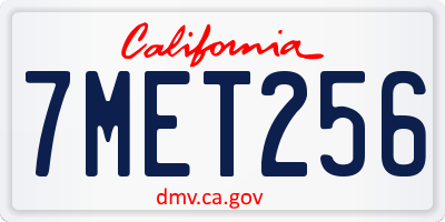 CA license plate 7MET256