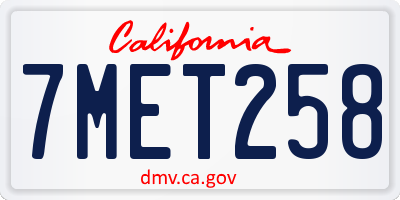 CA license plate 7MET258