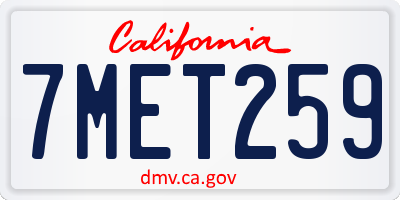 CA license plate 7MET259
