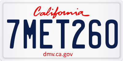 CA license plate 7MET260