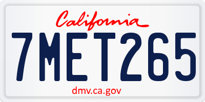 CA license plate 7MET265