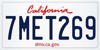 CA license plate 7MET269