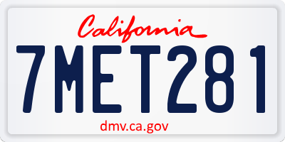 CA license plate 7MET281
