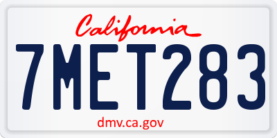 CA license plate 7MET283