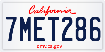 CA license plate 7MET286