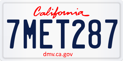 CA license plate 7MET287