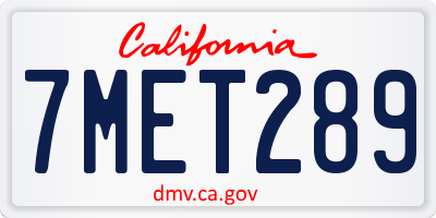 CA license plate 7MET289