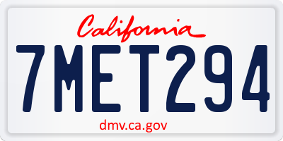 CA license plate 7MET294
