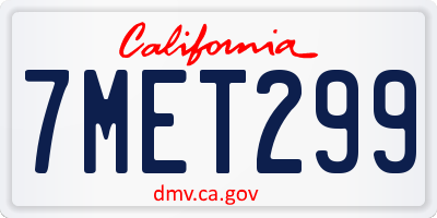 CA license plate 7MET299