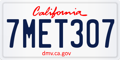 CA license plate 7MET307