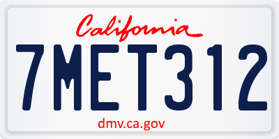 CA license plate 7MET312