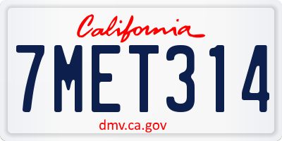 CA license plate 7MET314