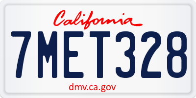 CA license plate 7MET328