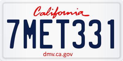 CA license plate 7MET331