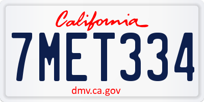 CA license plate 7MET334