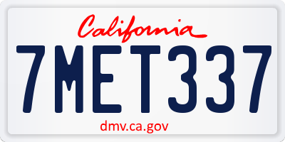 CA license plate 7MET337