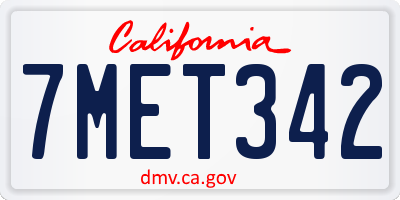 CA license plate 7MET342