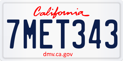 CA license plate 7MET343