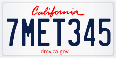 CA license plate 7MET345