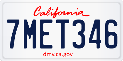 CA license plate 7MET346