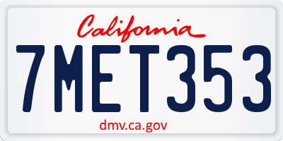 CA license plate 7MET353