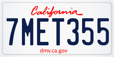 CA license plate 7MET355